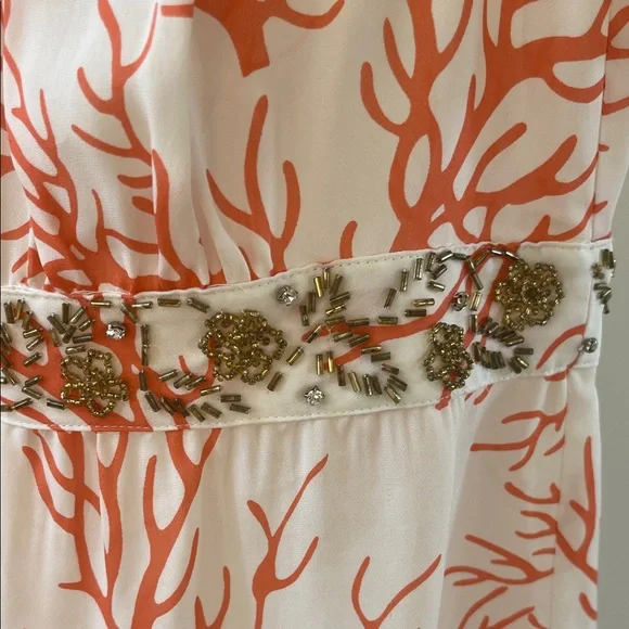 MICHAEL Michael Kors Silk Coral Print Halter Top with Embellished Waist, Size 10 - Picture 11 of 16